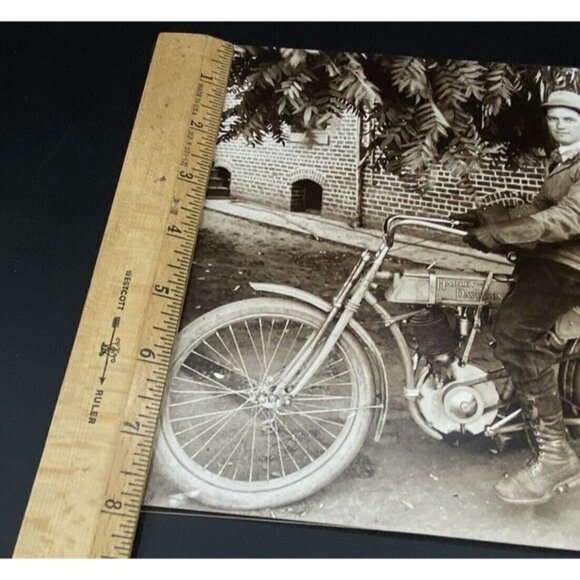 Antique Photo Early 1900s Harley Davidson With Riders Couple 8”x10” - Picture 6 of 6